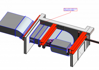 Hoog Catharijne Detail of ventilation duct through a fire retaining wall